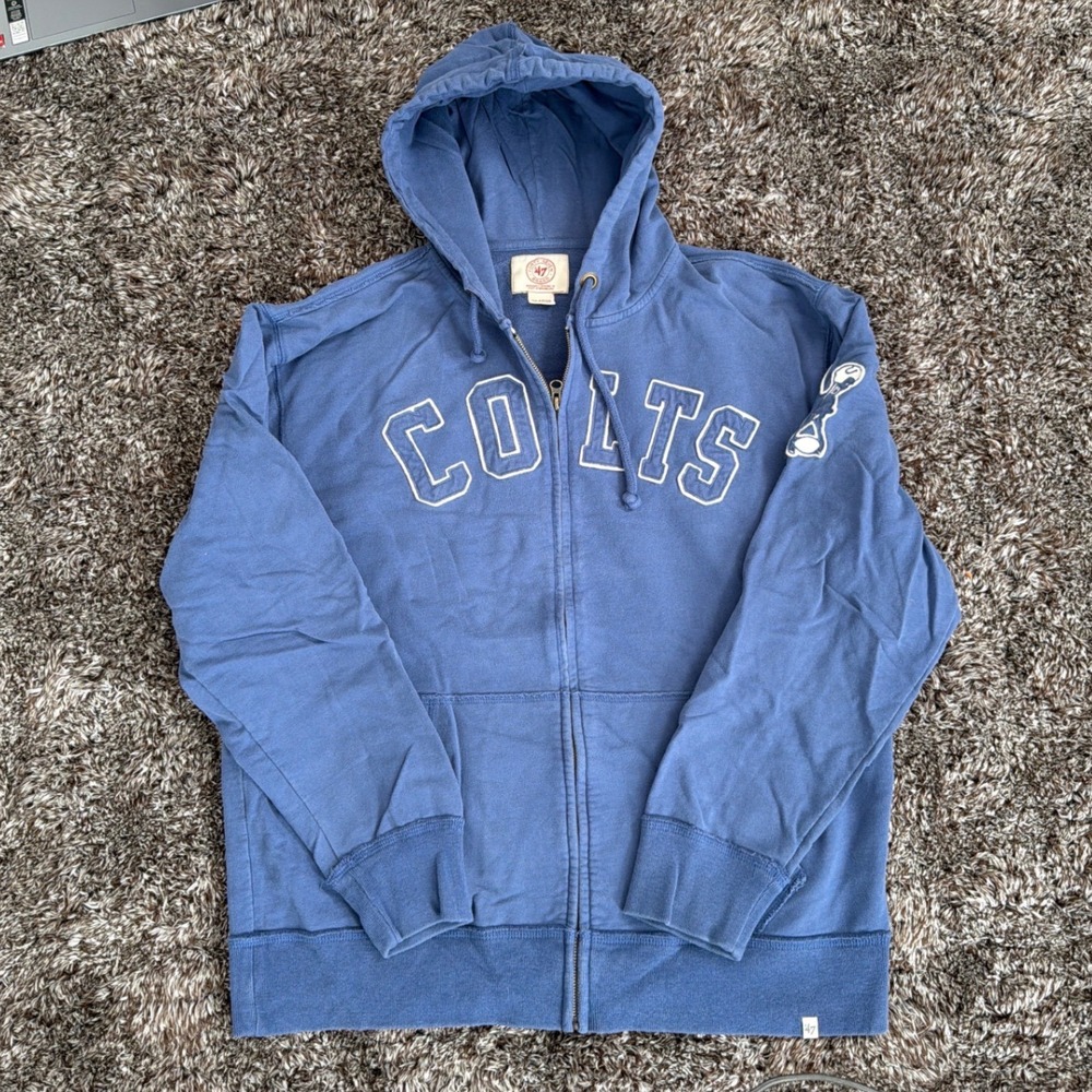 47 Brand Indianapolis Colts Blue Full Zip Hoodie Sweatshirt Men's X-Large